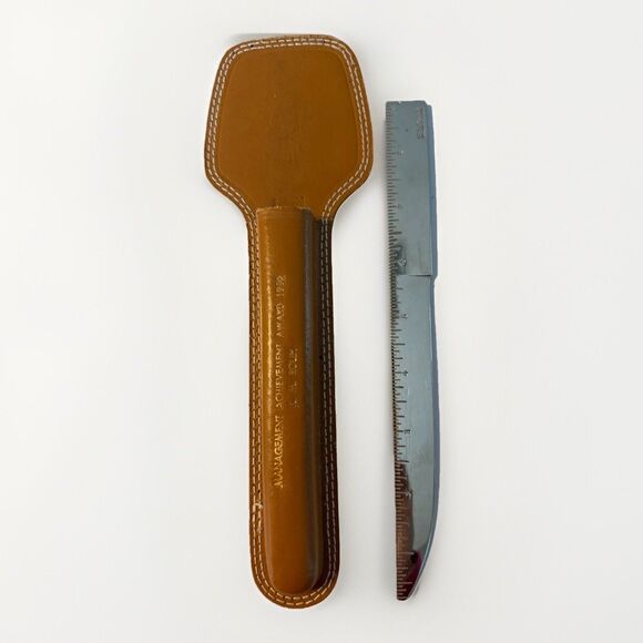 Vintage Solingen Letter Opener And Leather Sheath City Scape Germany - Picture 2 of 7